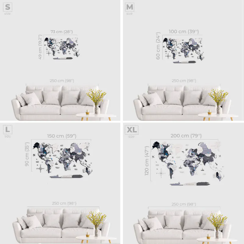 2D Verdenskart i Tre Multicolor – Veggkart  Enjoy The Wood